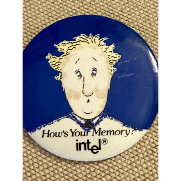 Vintage Intel Computer IT PC Memory Processor Microchip Tech Pin Pinback Button - Picture 5 of 5